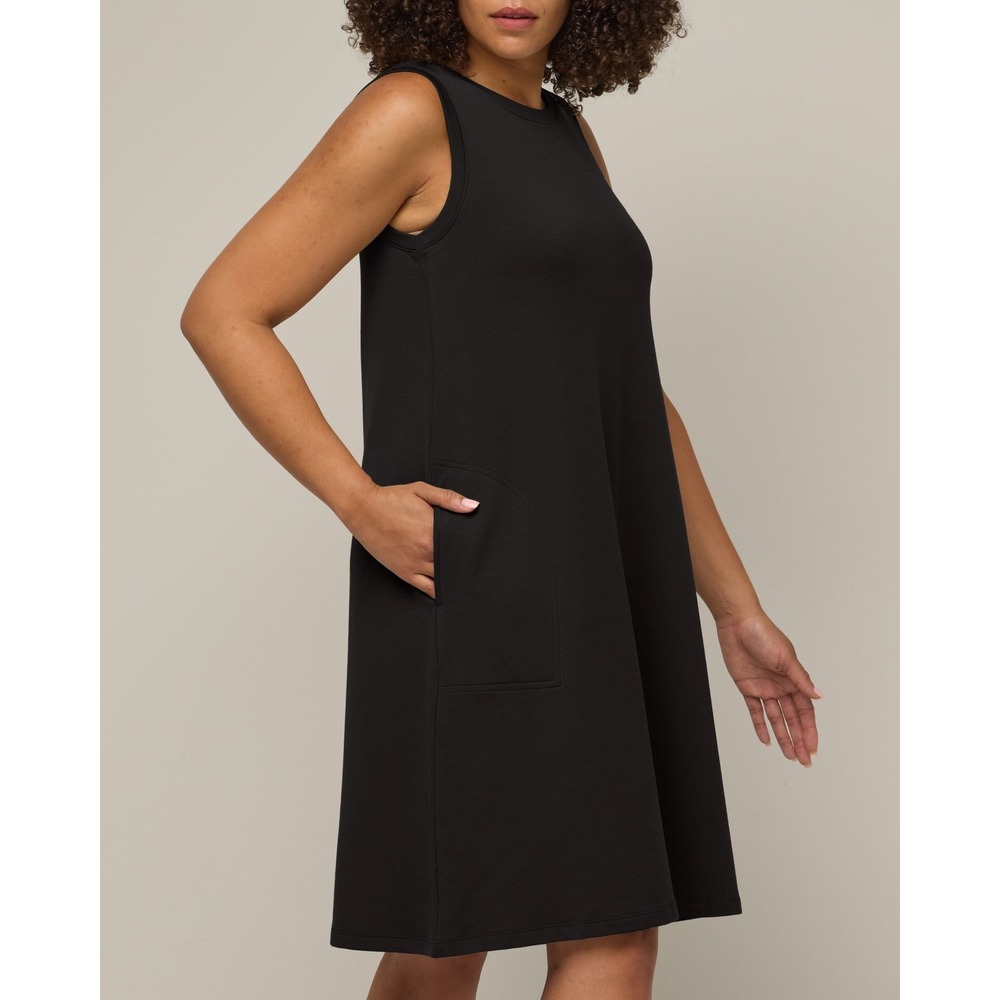 Wool& Sierra Tank Dress Black Merino Wool French Terry Sleeveless A-Line Large